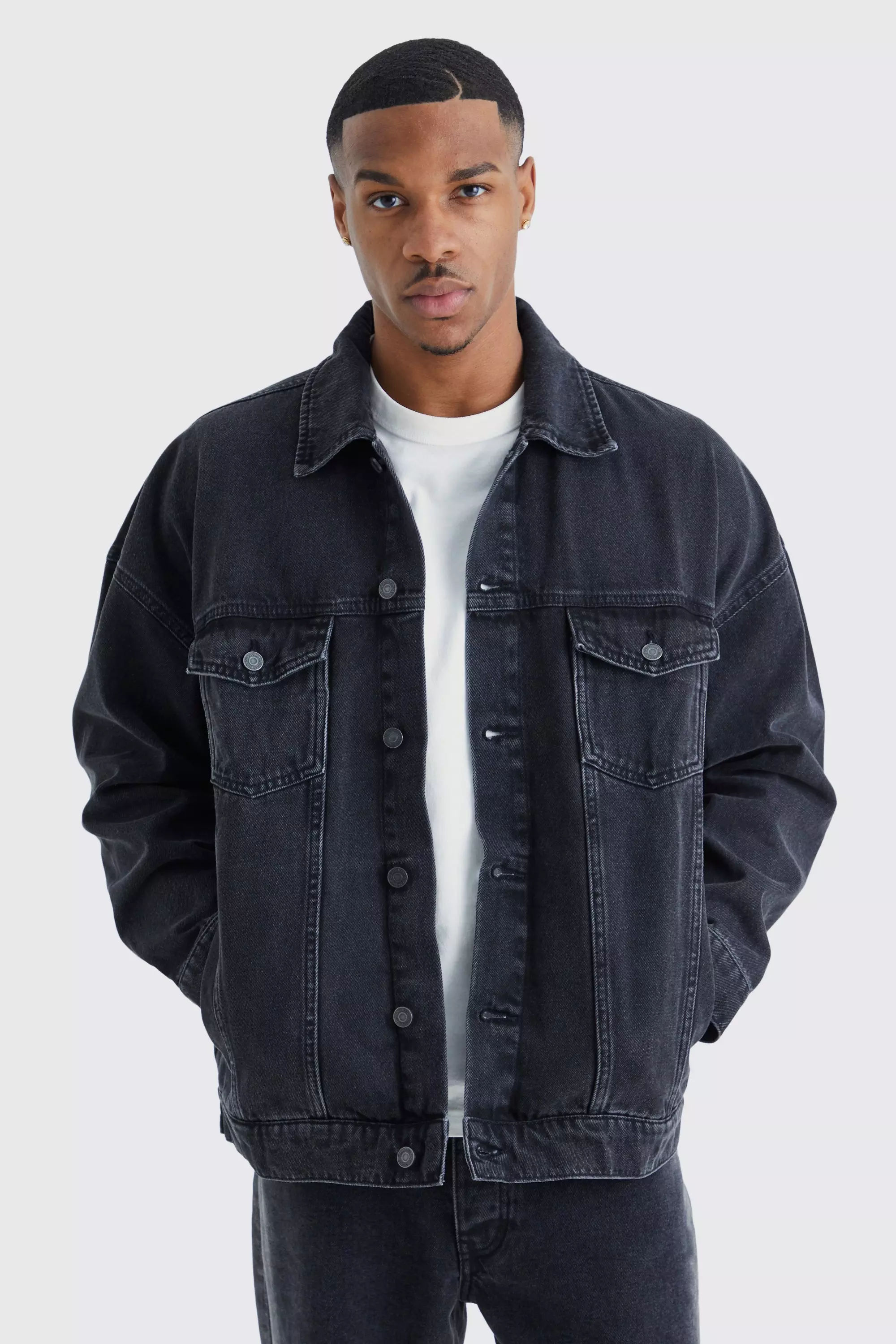 Veste en jean oversize noir hotsell